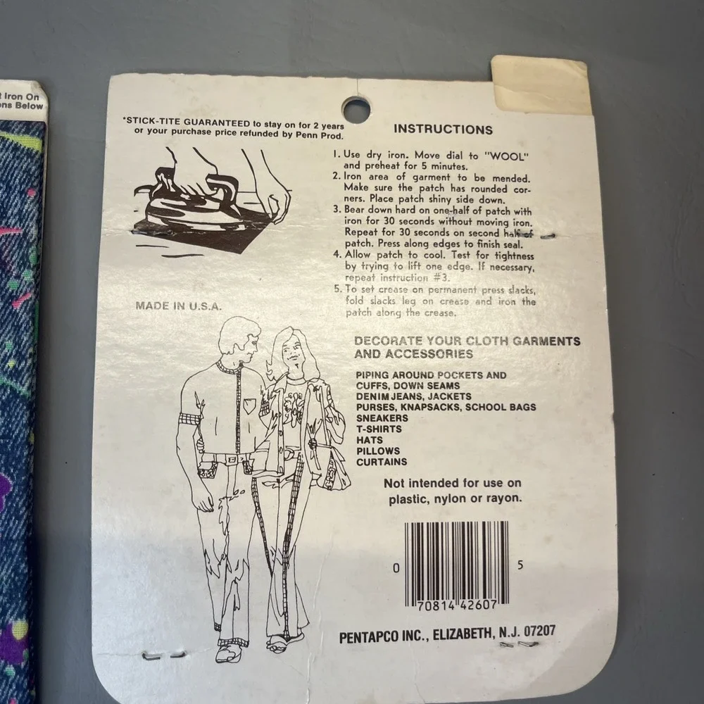 Iron On Splashes of Neon Fun Fabric Sheet Vintage Penn Blue Denim Patch Lot 2